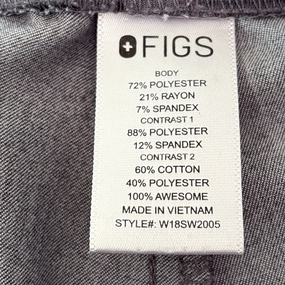 Figs Set of 2 Zamora Jogger Scrub Pants Grey #1670 6 Pockets Yoga Waist Size M - Picture 5 of 12